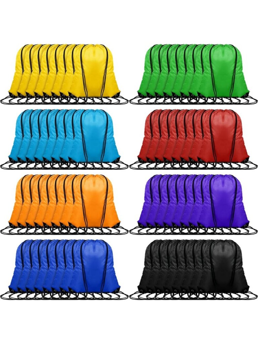 120 Pcs Drawstring Backpack Set, 8 Color Nylon Gym Bags for Sports & Travel